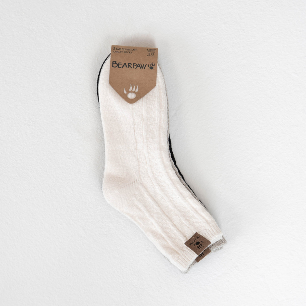 Super Soft Anklet Socks 3 Pack in Ivory Grey And Black