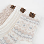 Super Soft Geo Texture Crew Socks 3 Pack in Egret