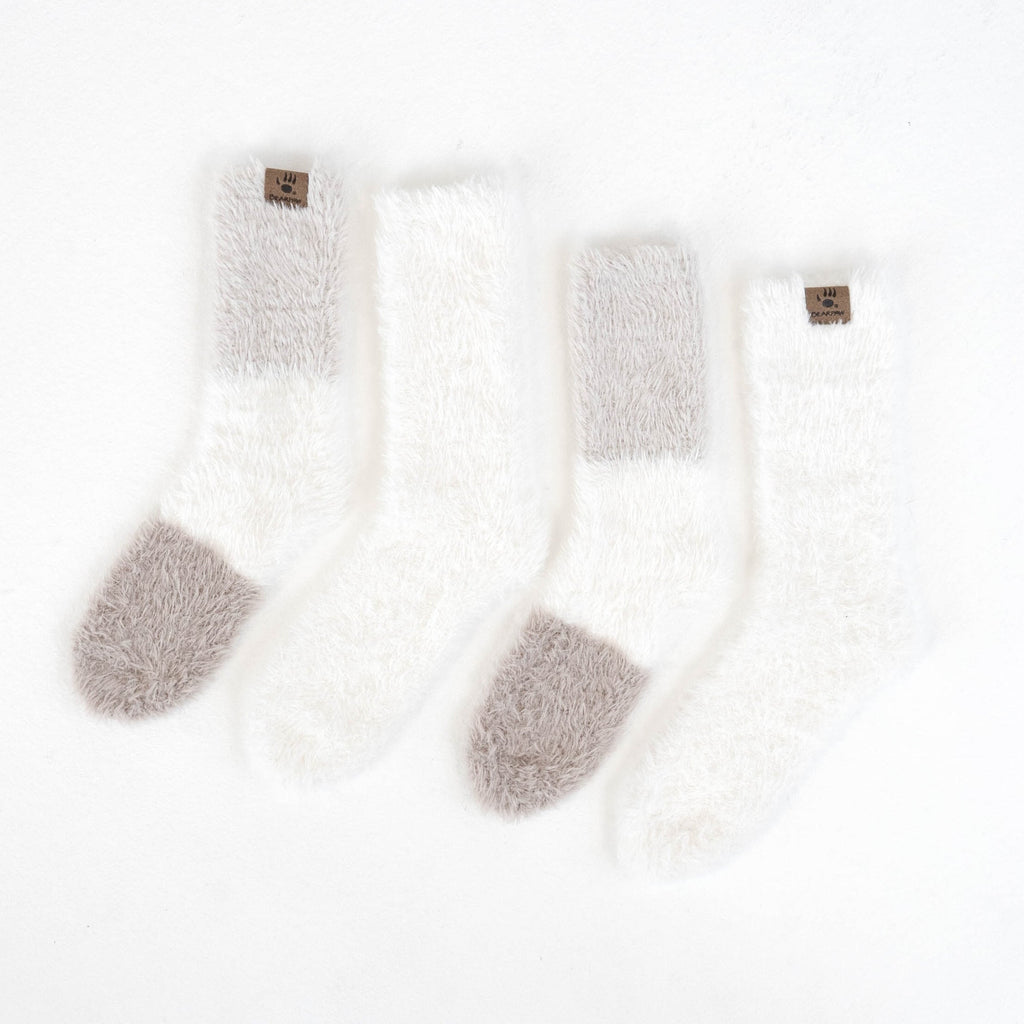 Color Block Shaggy Crew Socks 2 Pack in Black