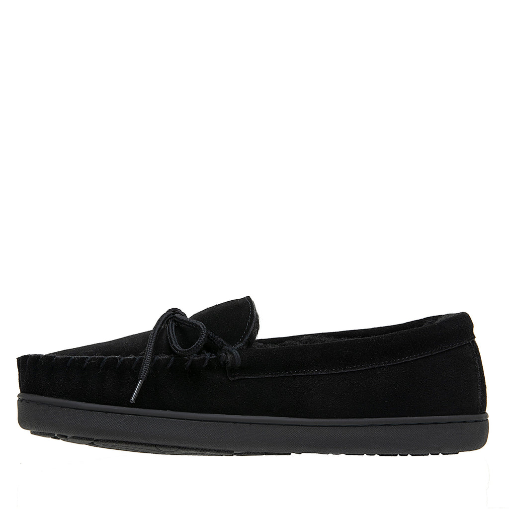 Moc II Men's Suede Moccasin Slippers in Black