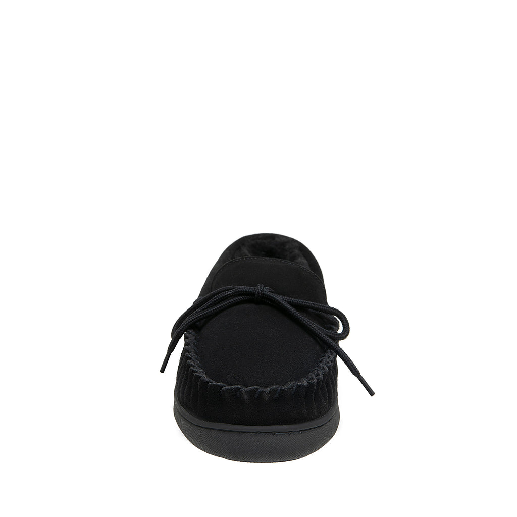 Moc II Men's Suede Moccasin Slippers in Black