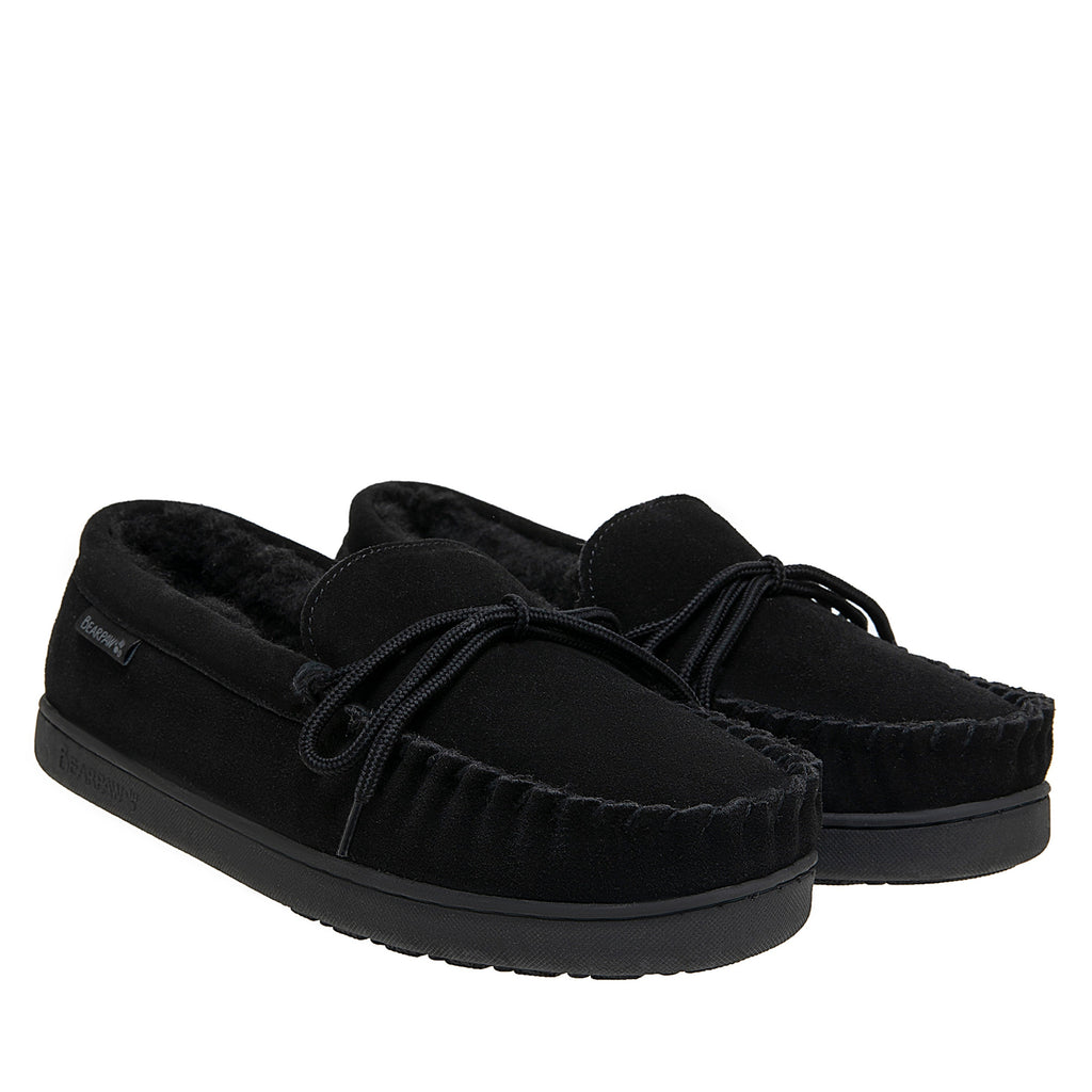 Moc II Men's Suede Moccasin Slippers in Black