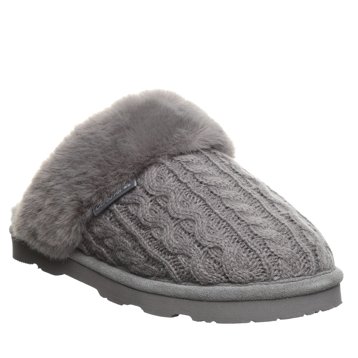Bearpaw Women's Rumie Cable Knit Slippers in Charcoal