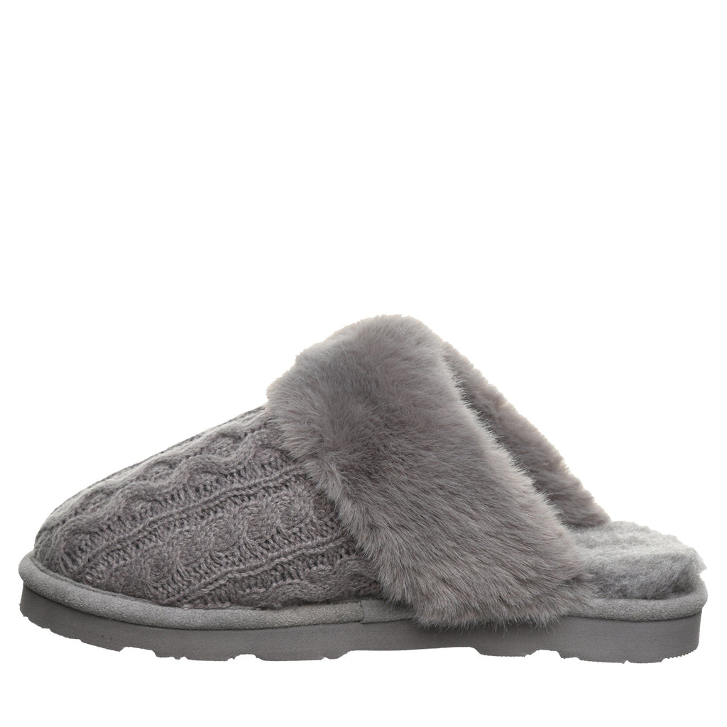 Bearpaw Women's Rumie Cable Knit Slippers in Charcoal