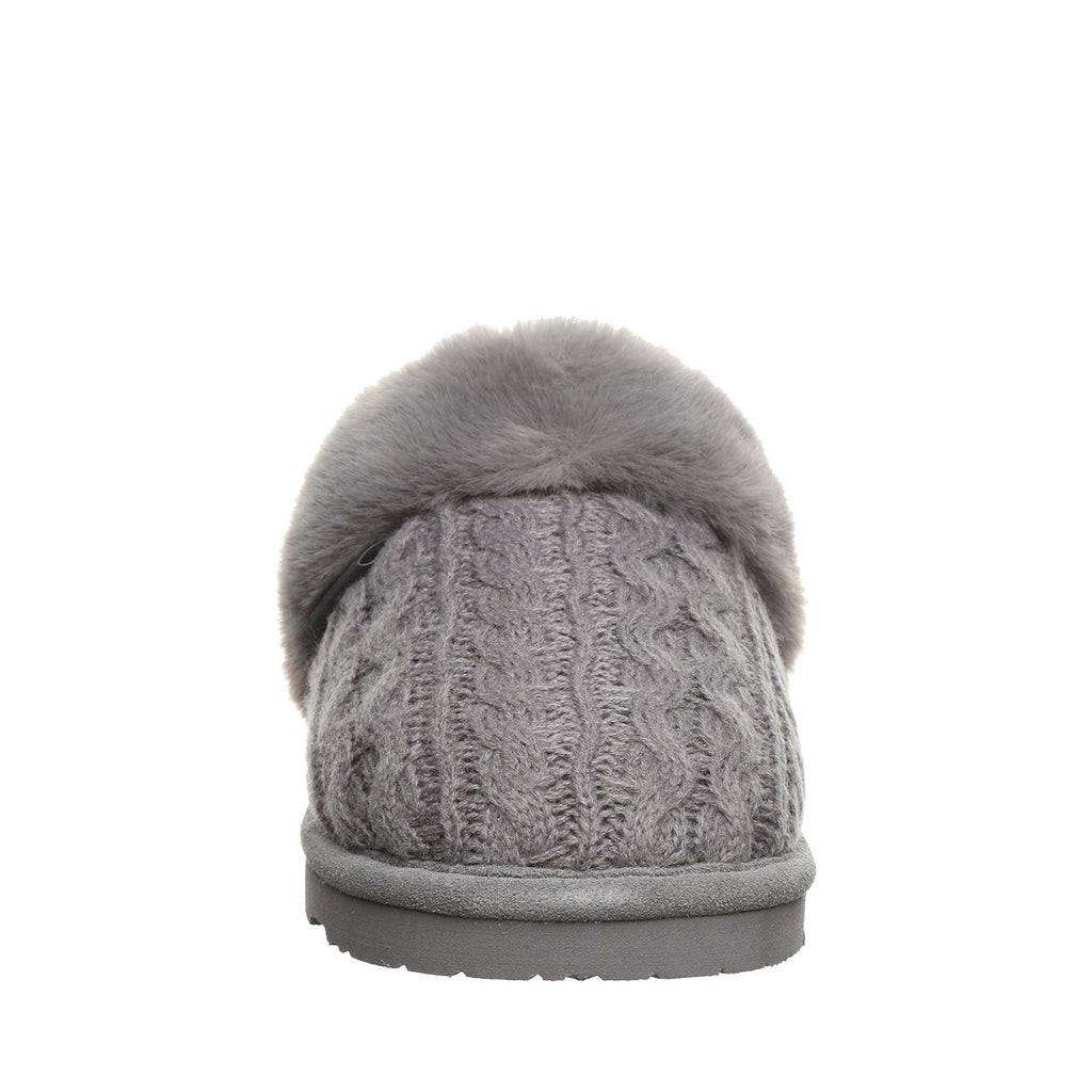 Bearpaw Women's Rumie Cable Knit Slippers in Charcoal