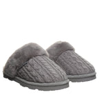 Bearpaw Women's Rumie Cable Knit Slippers in Charcoal