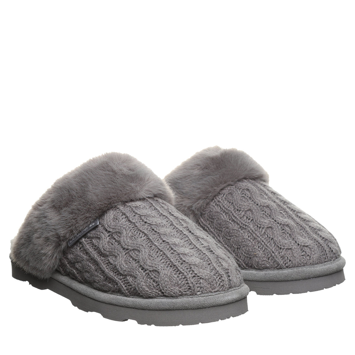 Bearpaw Women's Rumie Cable Knit Slippers in Charcoal