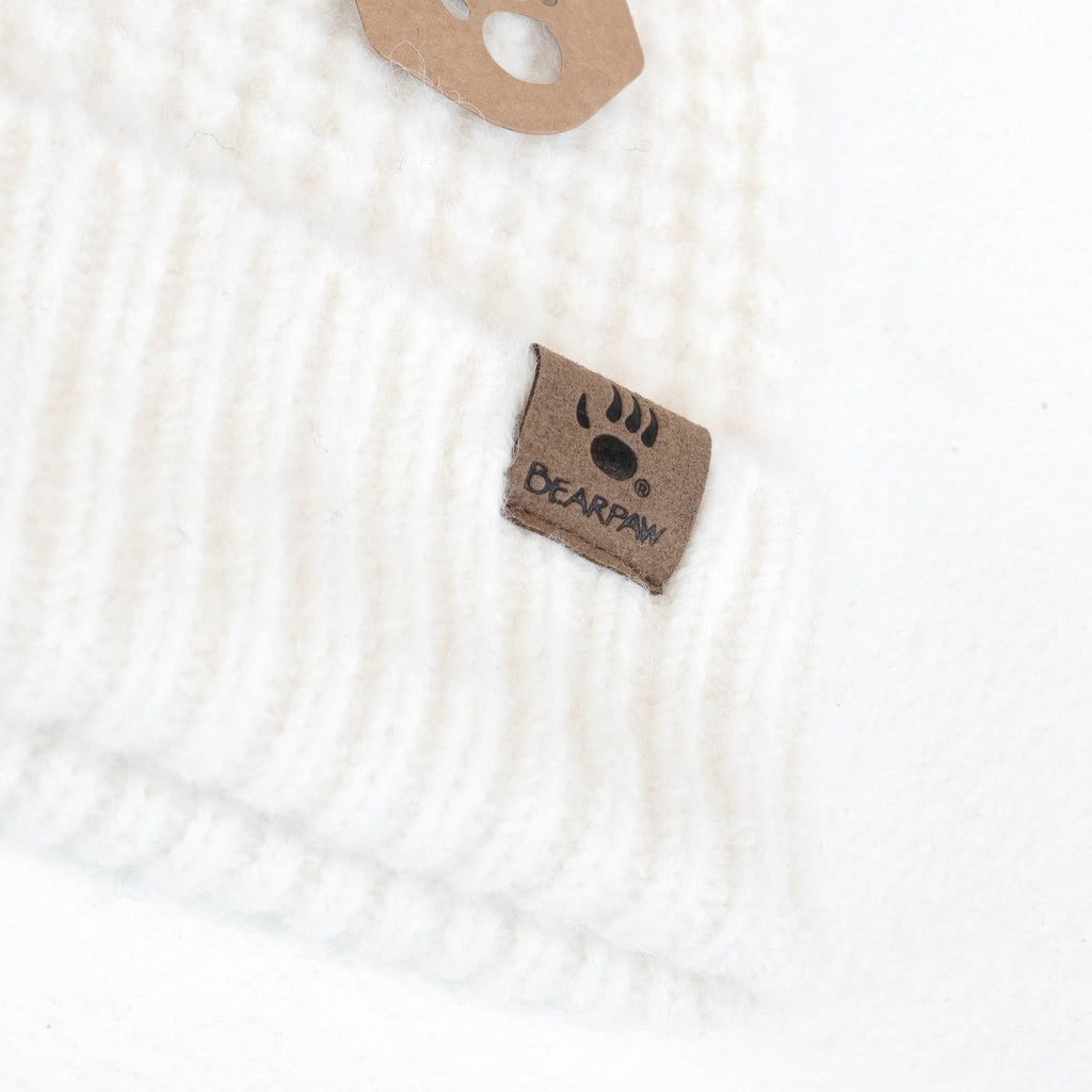 Waffle Knit Beanie Hat in Cream