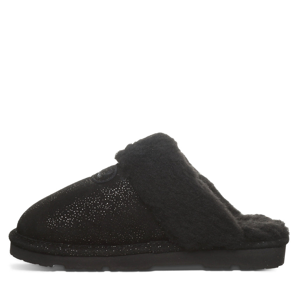 Loki Exotic Print Slippers in Black Metallic