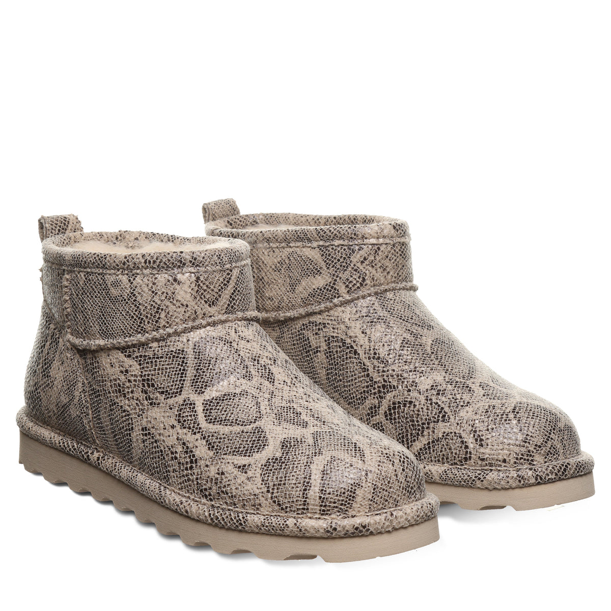 Shorty Exotic Snake Print Boots in Oat