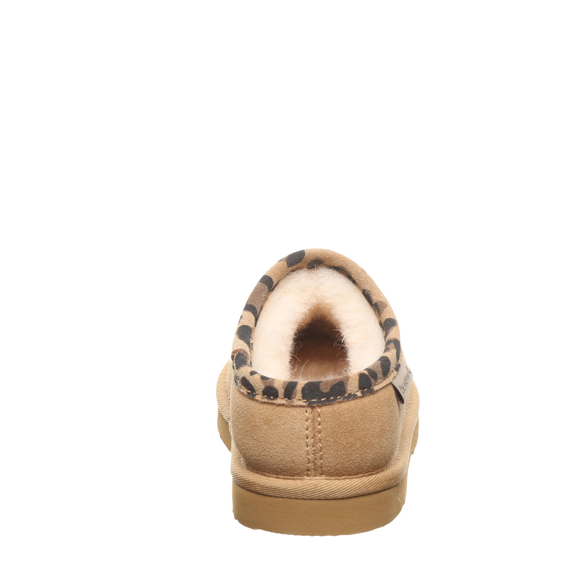 Tabitha Youth Slippers in Iced Coffee With Leopard Trim