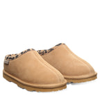 Tabitha Youth Slippers in Iced Coffee With Leopard Trim