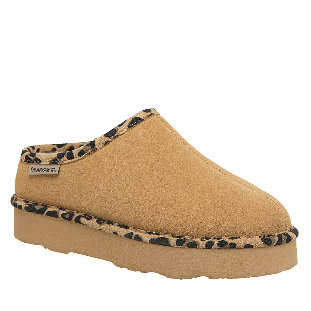 Martis Clogs in Iced Coffee With Leopard Trim