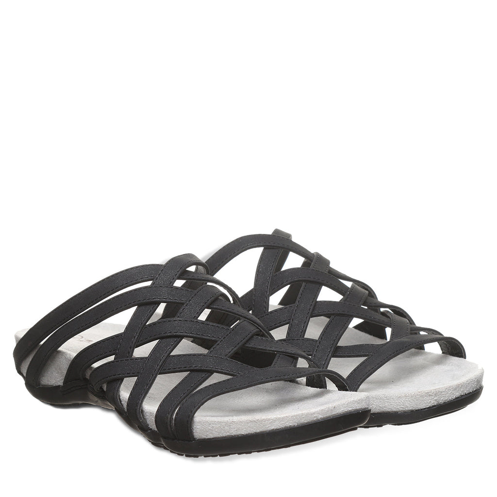 Zinnia Woven Slide Sandals in Black
