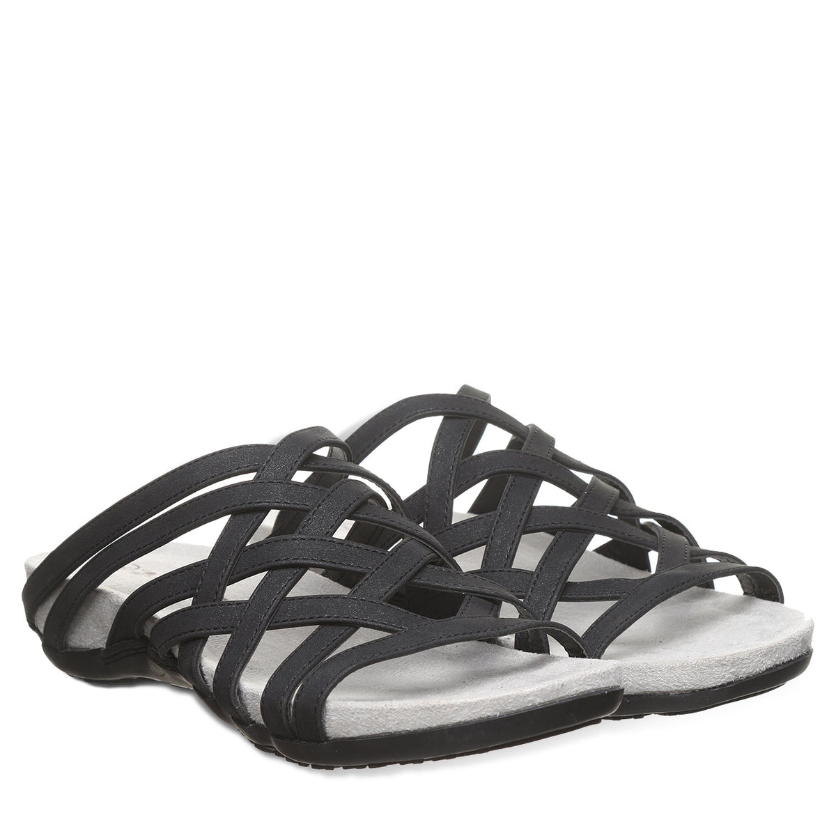 Zinnia Woven Slide Sandals in Black