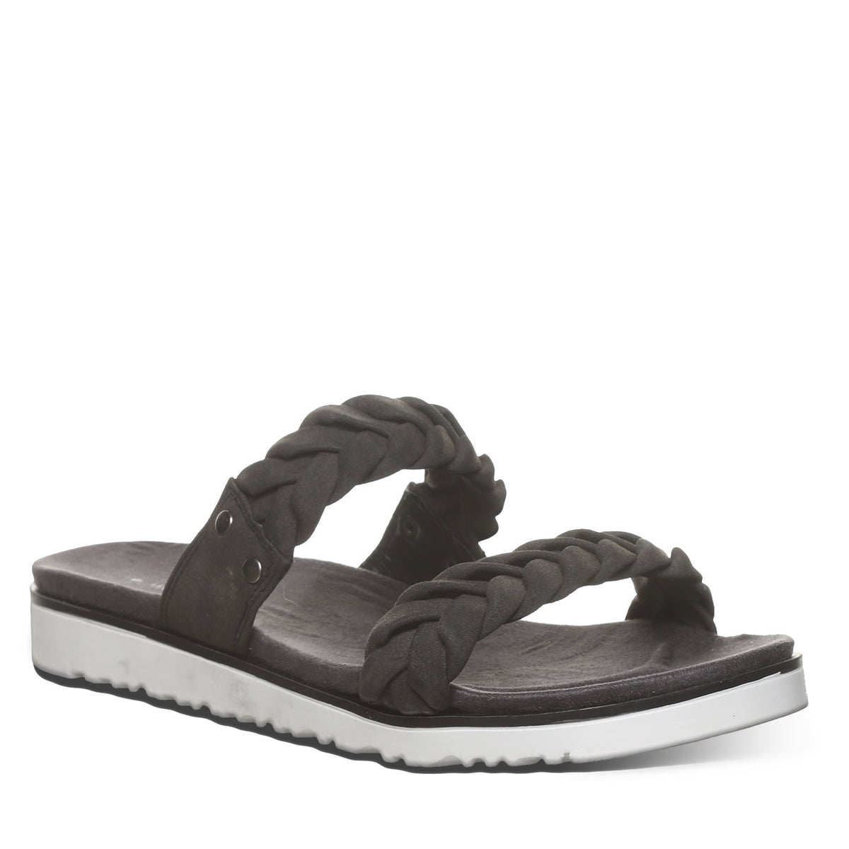 Thessa Two Strap Slide Sandals in Carbon