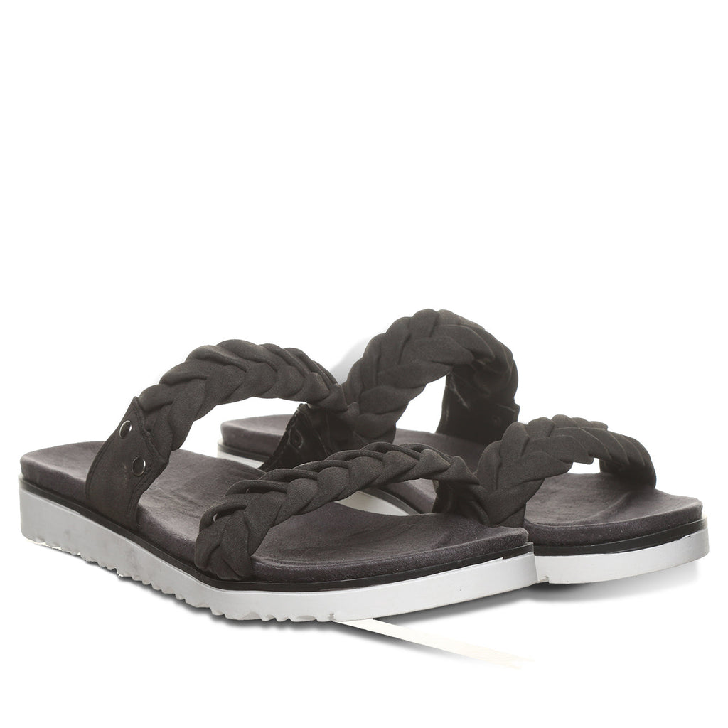 Thessa Two Strap Slide Sandals in Carbon