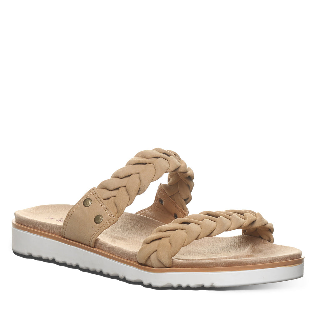Thessa Two Strap Slide Sandals in Iced Coffee