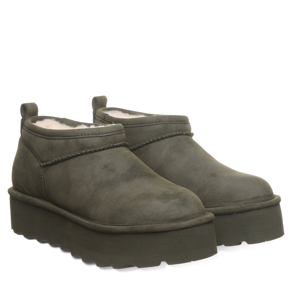 Retro Super Shorty Vegan Platform Boots in Algae