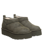 Retro Super Shorty Vegan Platform Boots in Algae