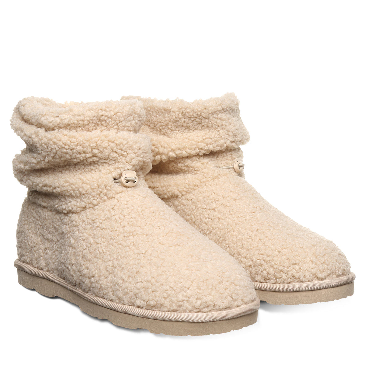 Snuggle Plush Faux Fur Booties in Oat
