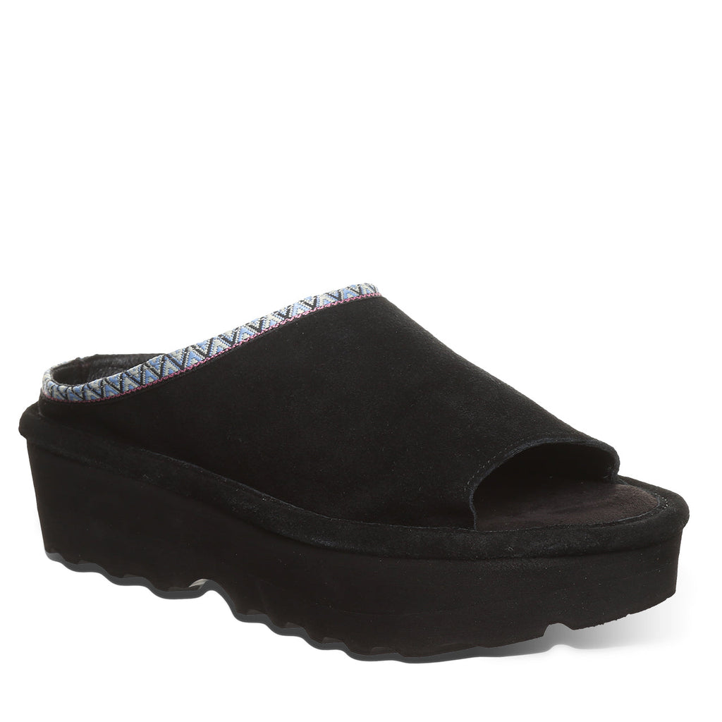 Navigate Suede Slide Sandals in Black