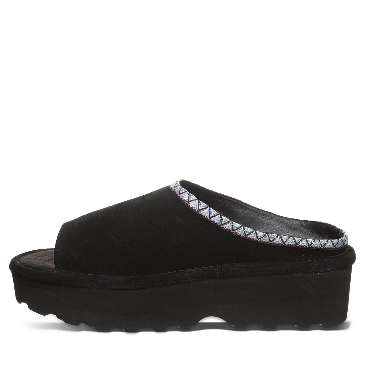 Navigate Suede Slide Sandals in Black