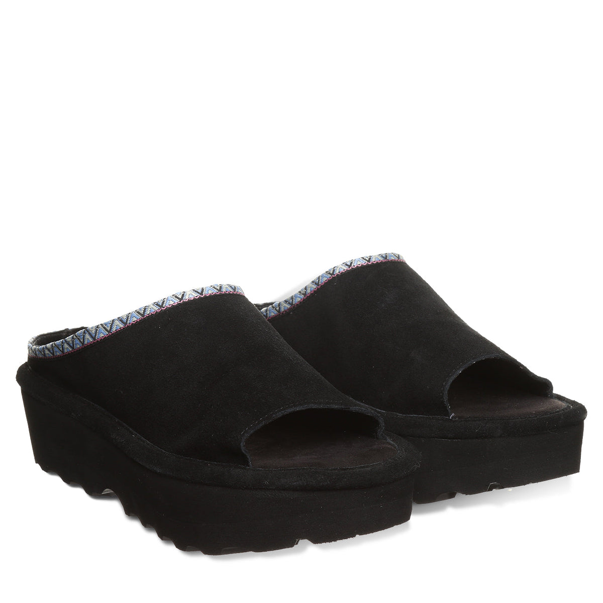 Navigate Suede Slide Sandals in Black