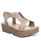 Venice Zipper Heeled Sandals in Beige