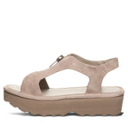 Venice Zipper Heeled Sandals in Beige