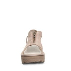 Venice Zipper Heeled Sandals in Beige