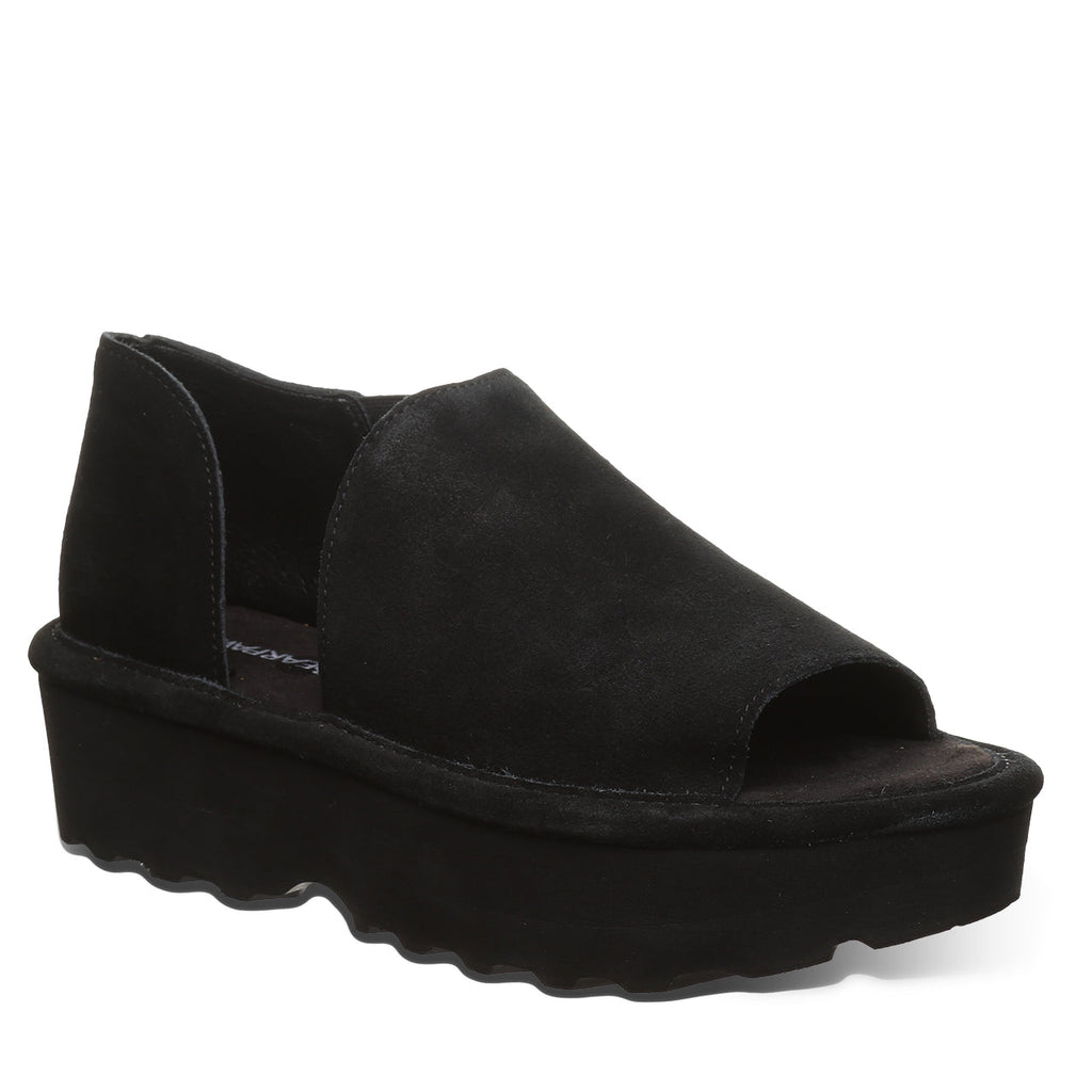 Sail Suede Flatform Sandals in Black
