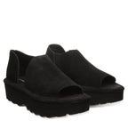 Sail Suede Flatform Sandals in Black