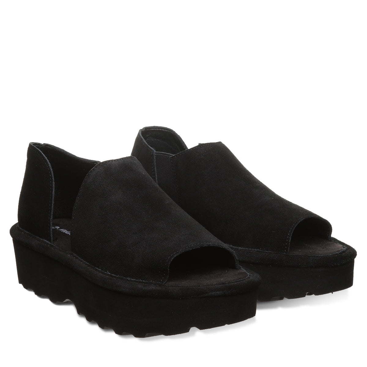 Sail Suede Flatform Sandals in Black