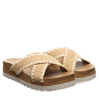 Carina Crochet Trim Sandals in Natural