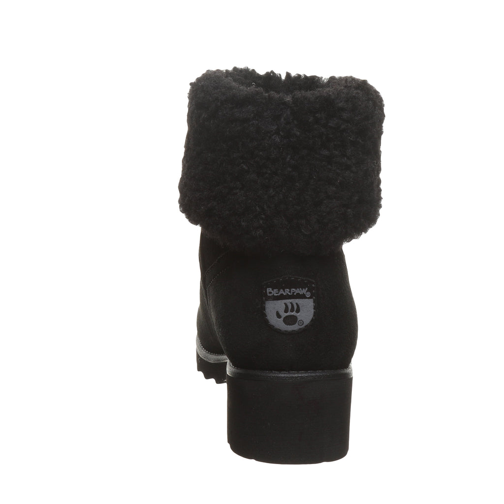 Persephone Faux Fur Collar Booties in Black