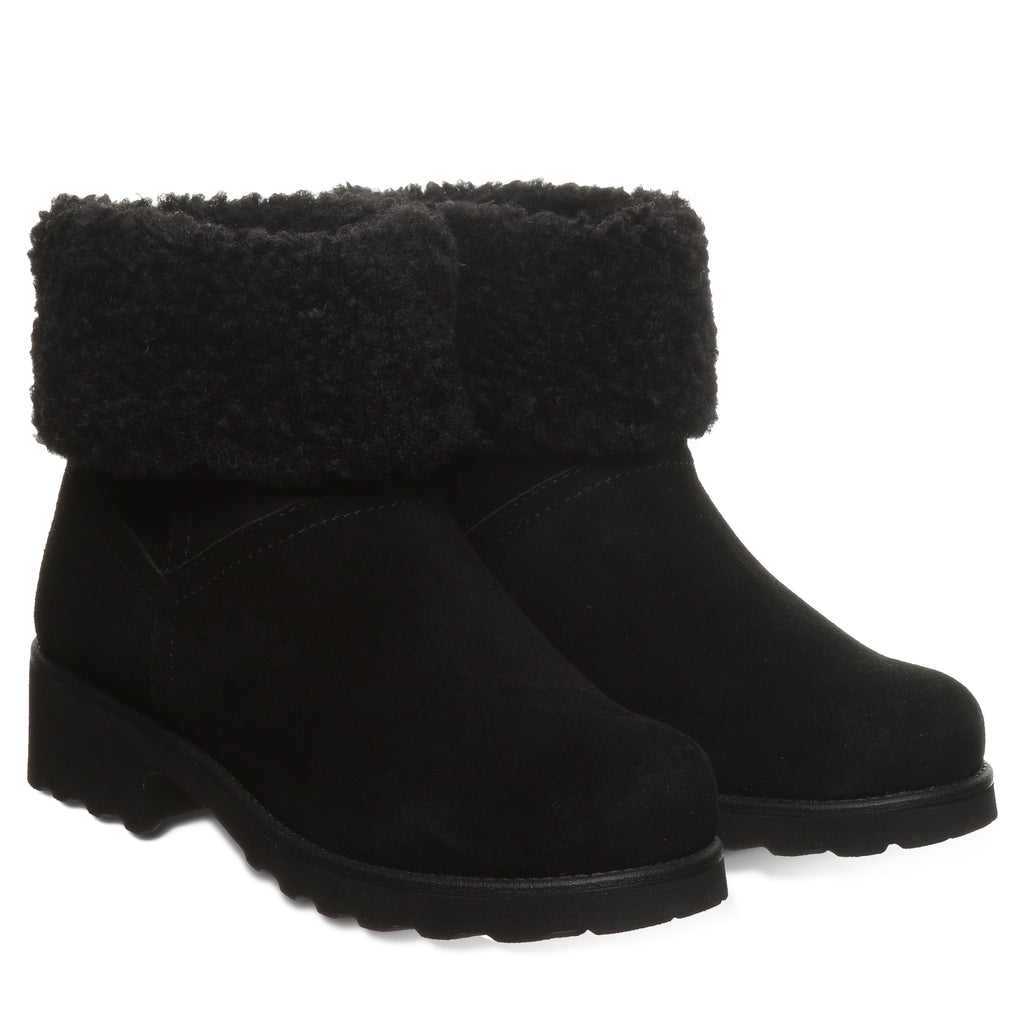 Persephone Faux Fur Collar Booties in Black