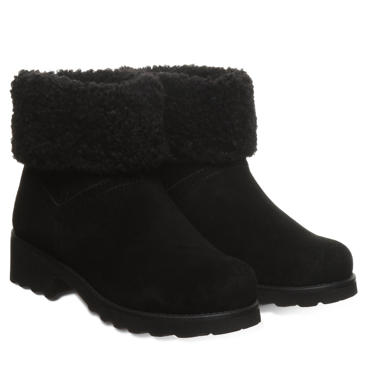 Persephone Faux Fur Collar Booties in Black