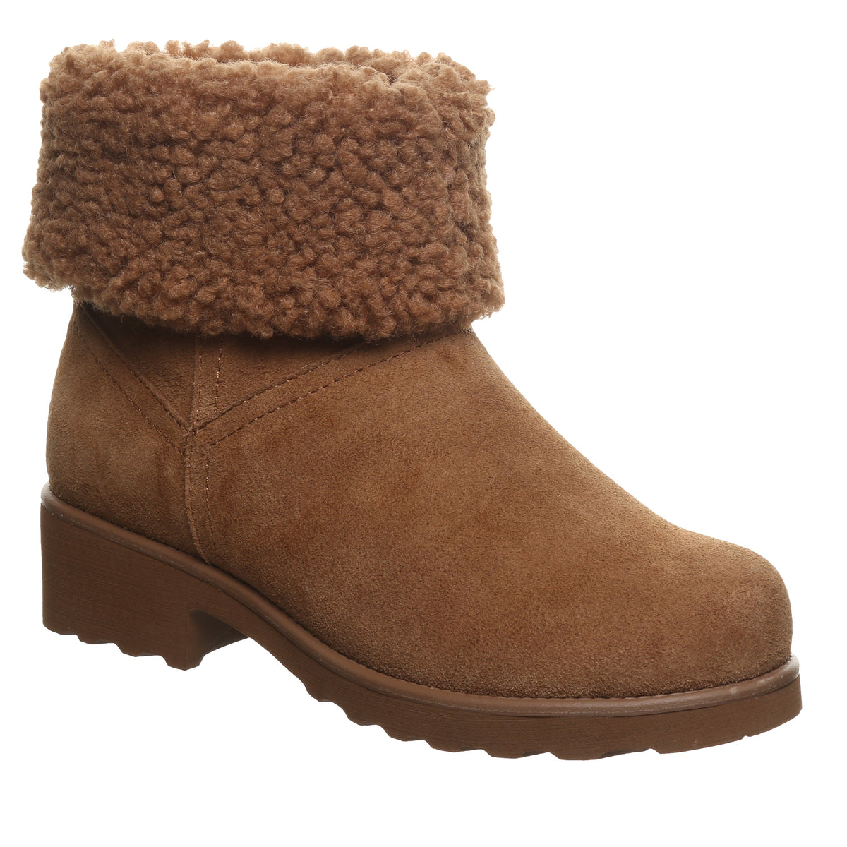Persephone Faux Fur Collar Booties in Hickory