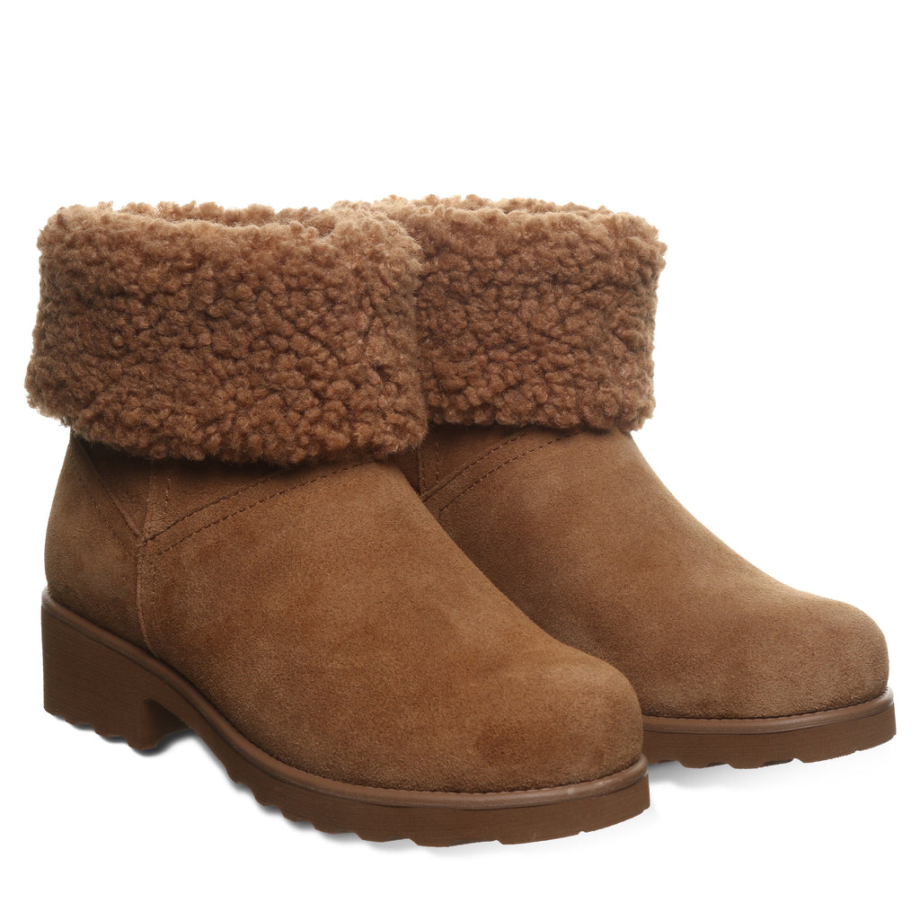 Persephone Faux Fur Collar Booties in Hickory