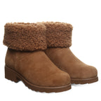 Persephone Faux Fur Collar Booties in Hickory