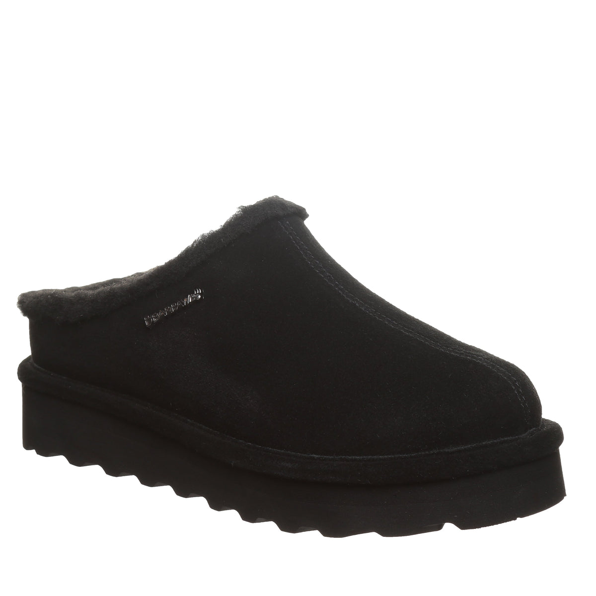 Izzy Platform Suede Clogs in Black