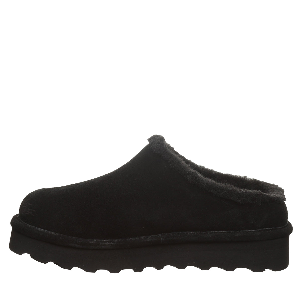 Izzy Platform Suede Clogs in Black