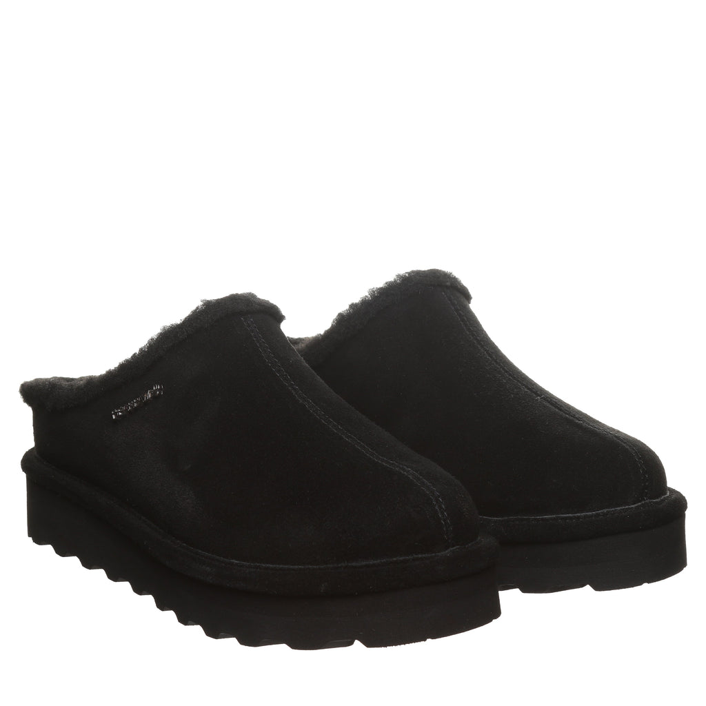 Izzy Platform Suede Clogs in Black
