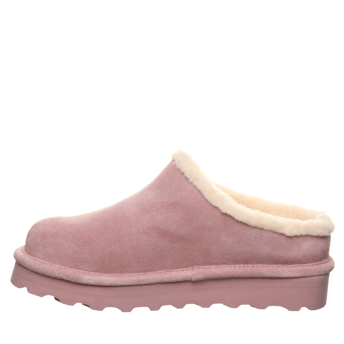 Izzy Lifted Platform Suede Clogs in Peony