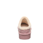 Izzy Lifted Platform Suede Clogs in Peony