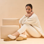 Bella Cozy Suede Slippers in Iced Coffee