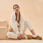 Bella Cozy Suede Slippers in Iced Coffee