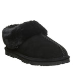 Bella Faux Fur Suede Slippers in Black