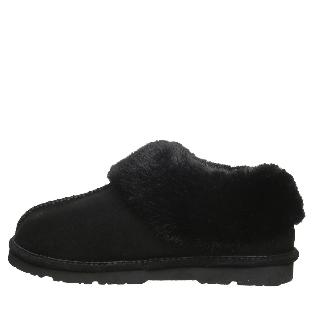 Bella Faux Fur Suede Slippers in Black